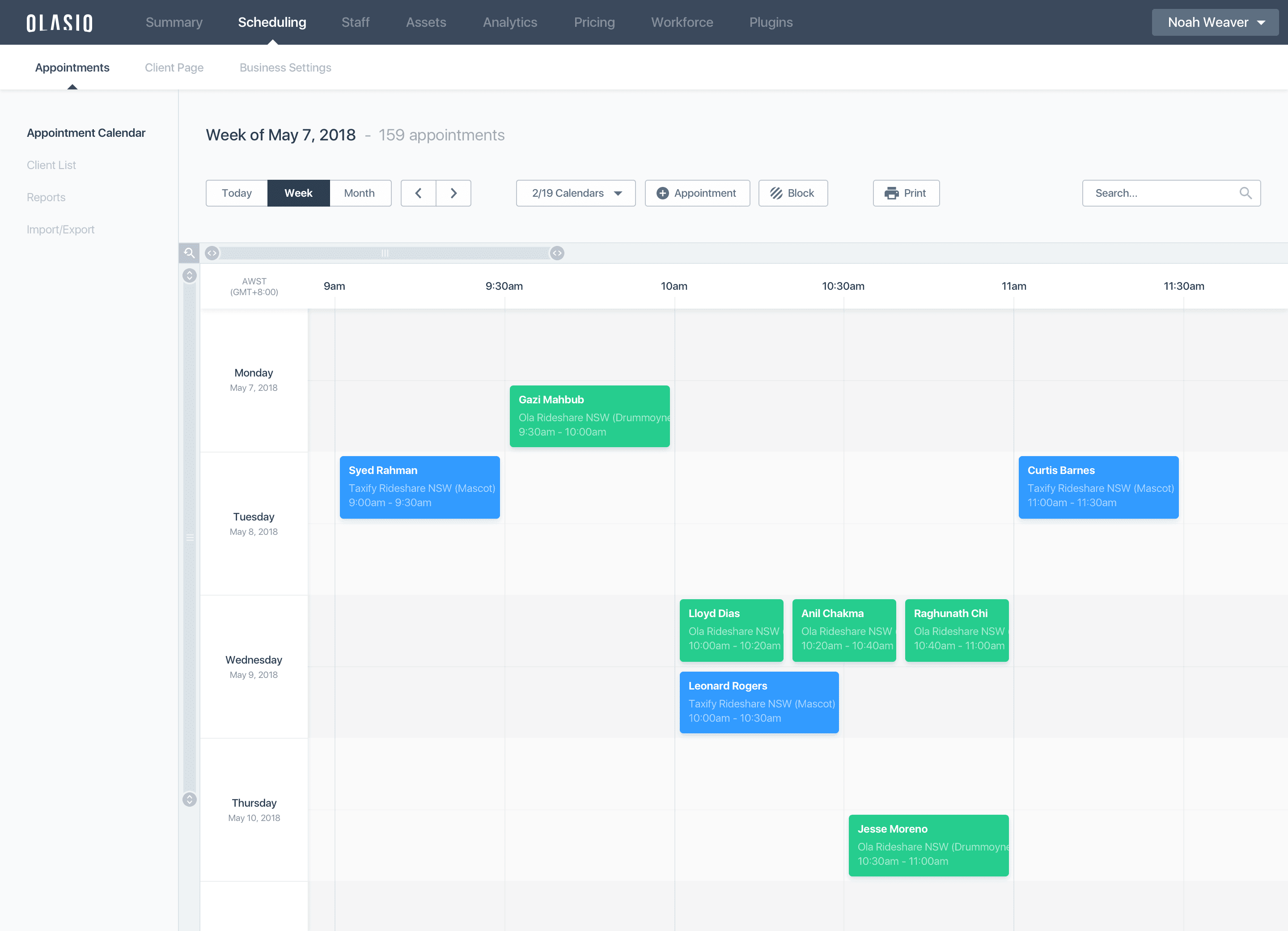 Olasio dashboard concept design